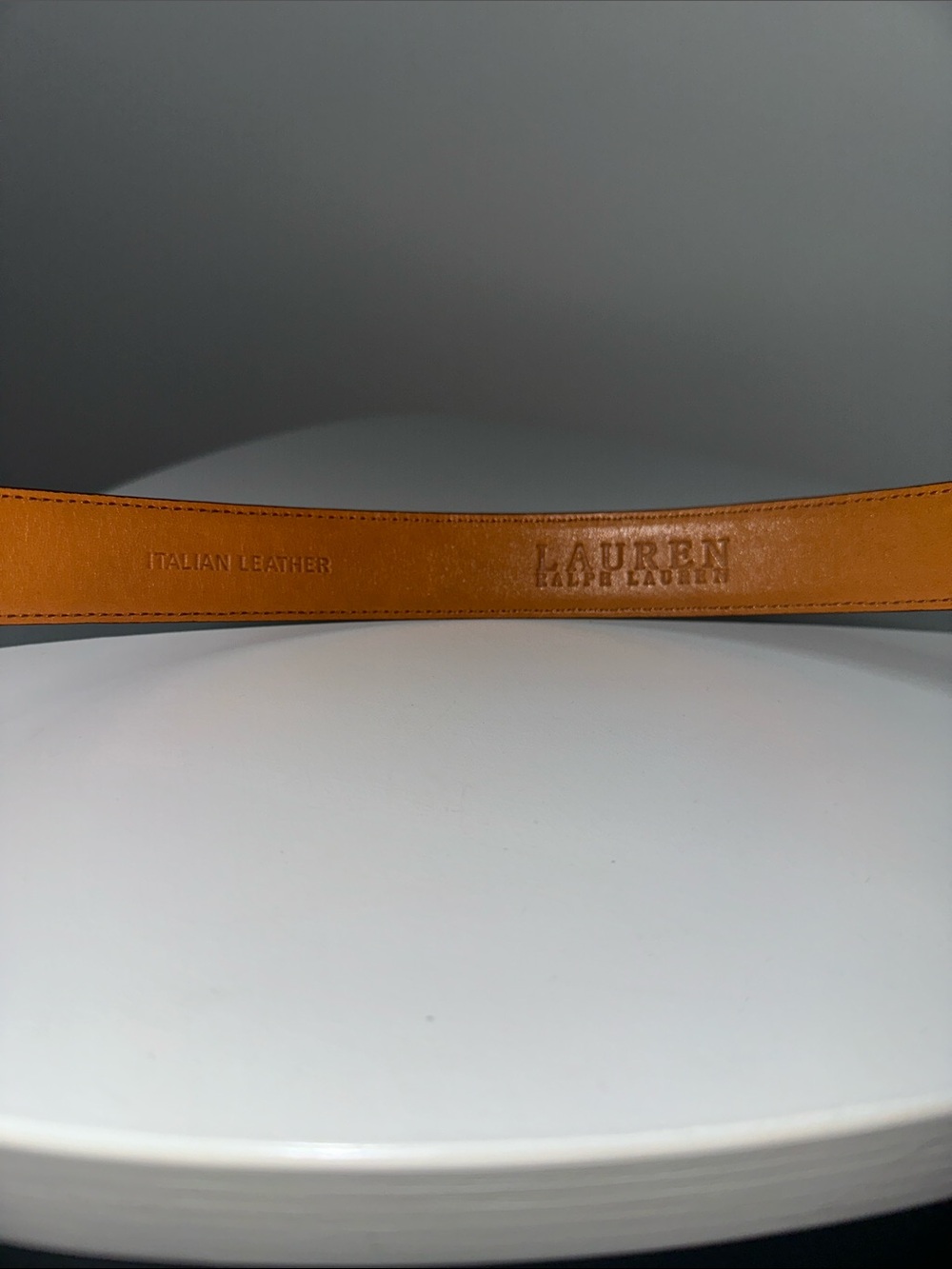 Lauren Ralph Lauren Dark Brown Italian Leather Belt with Gold Buckle - Picture 3 of 5